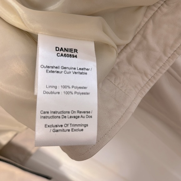 DANIER size M cream/white genuine leather jacket - Picture 6 of 6